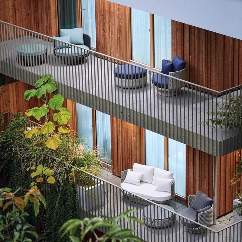 โซฟาสนาม 2 ที่นั่ง BUNISE รุ่น P66 ขนาด 155&times;80&times;77 ซม. สีเทา