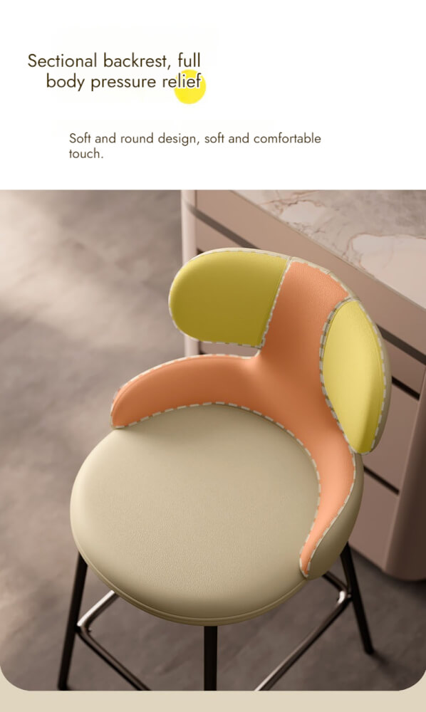 เก้าอี้บาร์ BUNISE รุ่น BS7 สไตล์หรู ขนาด 49&times;49&times;113 ซม. สีเบจ