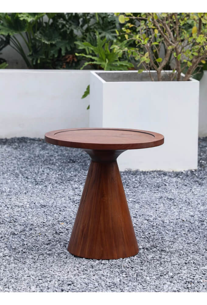 โต๊ะไม้สักกลม BUNISE รุ่น P79 ขนาด 45×45 ซม. สีน้ำตาล_5