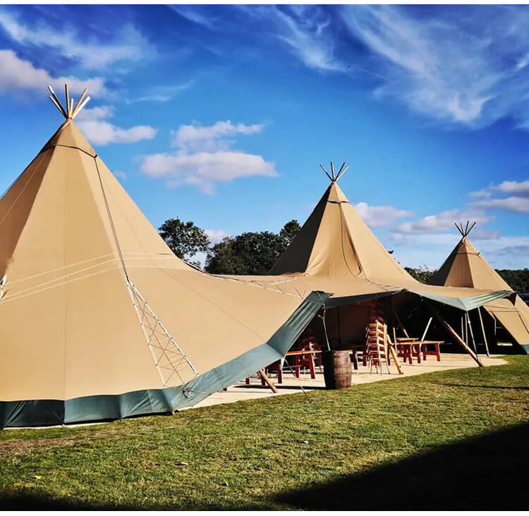 เต็นท์พีระมิดกลางแจ้ง BUNISE รุ่น P2418 แบบ TRIPLE-UNIT ขนาด 10 ม. สีน้ำตาล