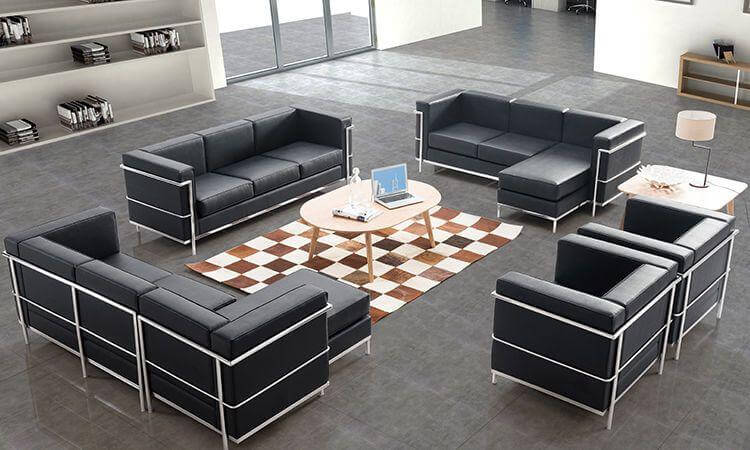 โซฟาหนังแท้ BUNISE รุ่น LC2 สไตล์วินเทจ MID-CENTURY ขนาด 76&times;70&times;78 ซม. สีดำ