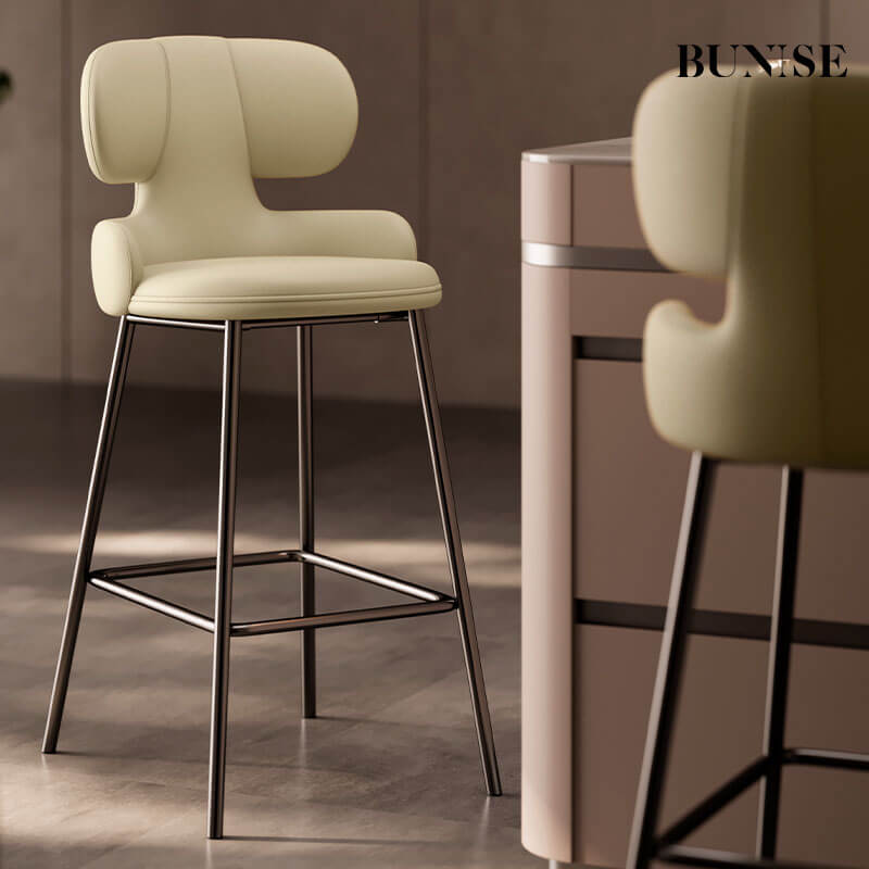 เก้าอี้บาร์ BUNISE รุ่น BS7 สไตล์หรู ขนาด 49&times;49&times;113 ซม. สีเบจ