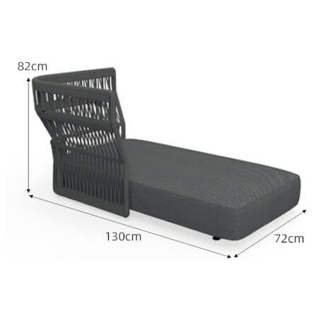 เตียงริมสระ หวายPE BUNISE รุ่น RAVELLO ขนาด 130×72×82 ซม. สีเทา_0