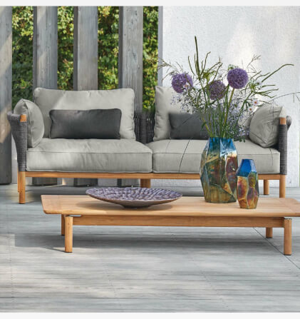 โซฟาหวาย PE 2 ที่นั่ง  BUNISE รุ่น CASSIS ขนาด 152×87.5×64 ซม. สีเทา_2