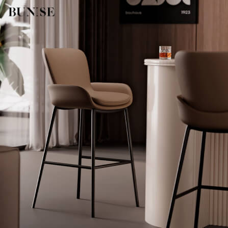 เก้าอี้บาร์ BUNISE รุ่น BS6 สไตล์หรูหราทันสมัย ขนาด 55×41×108 ซม. สีเบจ_2
