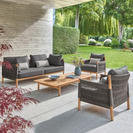 โซฟาหวาย PE 2 ที่นั่ง  BUNISE รุ่น CASSIS ขนาด 152×87.5×64 ซม. สีเทา_3