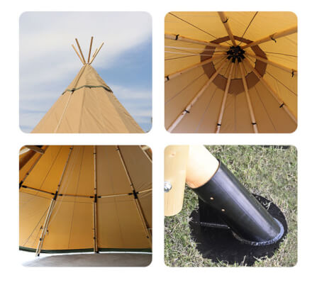 เต็นท์พีระมิดกลางแจ้ง BUNISE รุ่น P2418 แบบ TRIPLE-UNIT ขนาด 10 ม. สีน้ำตาล_4