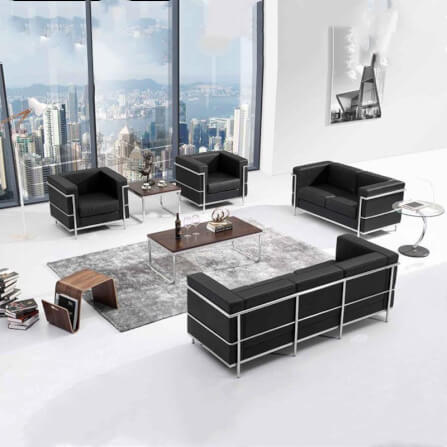โซฟาหนังแท้ BUNISE รุ่น LC2 สไตล์วินเทจ MID-CENTURY ขนาด 76×70×78 ซม. สีดำ_4