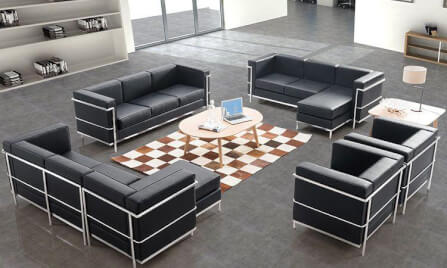 โซฟาหนังแท้ BUNISE รุ่น LC2 สไตล์วินเทจ MID-CENTURY ขนาด 76×70×78 ซม. สีดำ_6