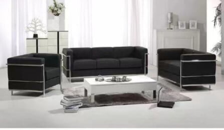 โซฟาหนังแท้ BUNISE รุ่น LC2 สไตล์วินเทจ MID-CENTURY ขนาด 76×70×78 ซม. สีดำ_7