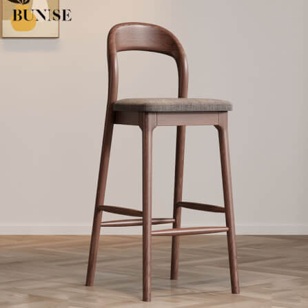 เก้าอี้บาร์ไม้แอช BUNISE รุ่น BS2 สไตล์นอร์ดิก ขนาด 43×43×98 ซม. สีวอลนัท (มีพนักพิง)_7