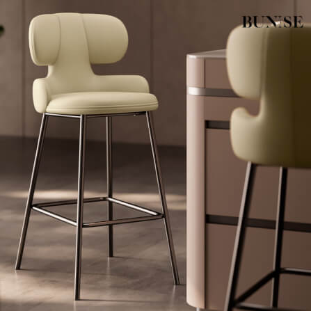 เก้าอี้บาร์ BUNISE รุ่น BS7 สไตล์หรู ขนาด 49×49×113 ซม. สีเบจ_10
