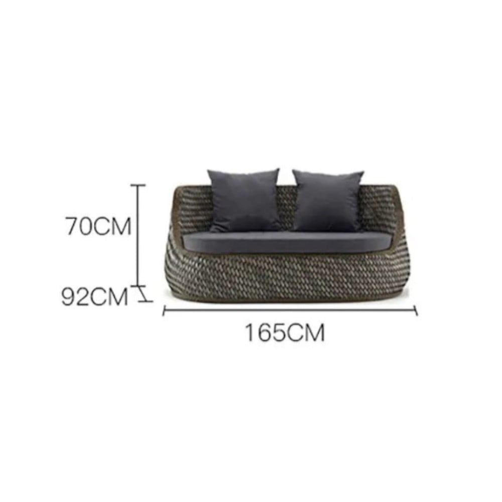โซฟาหวาย PE 2 ที่นั่ง BUNISE รุ่น P3403 ขนาด 165×92×70 ซม. สีน้ำตาล_1