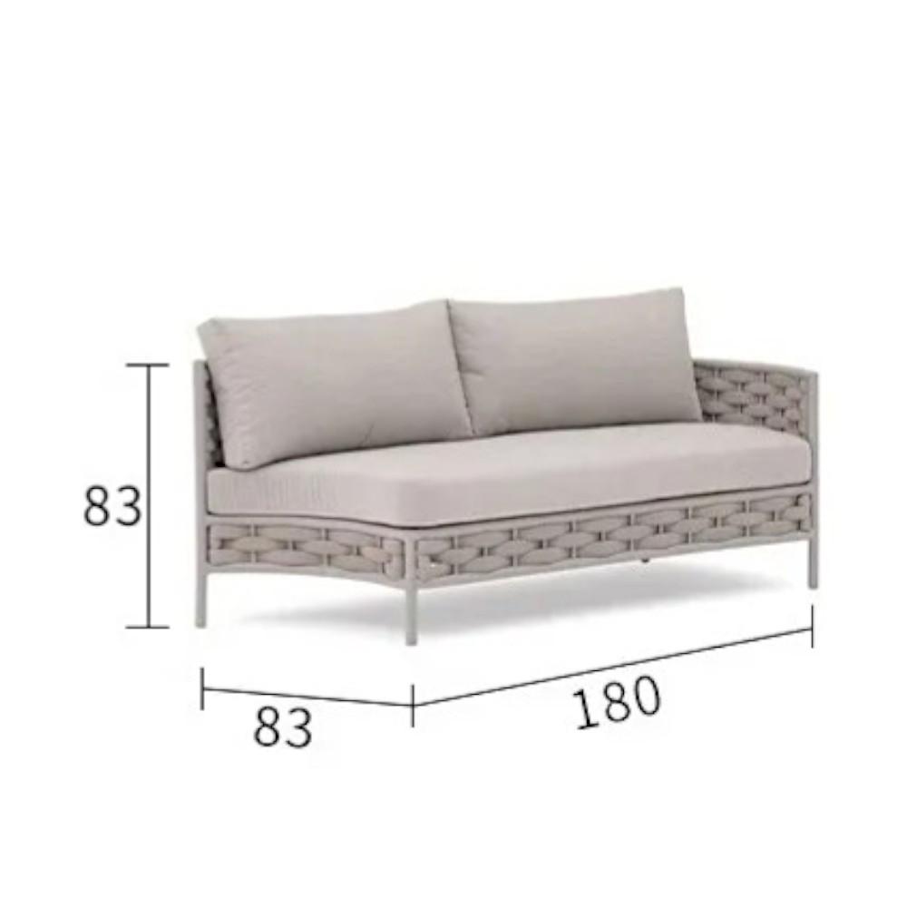 โซฟาเข้ามุมซ้าย อะลูมิเนียม BUNISE รุ่น PALMIRA  ขนาด 180×83×83 ซม. สีเทา_1
