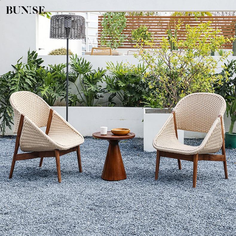 ชุดสนามไม้สัก 2 ที่นั่ง BUNISE รุ่น P79 พร้อมโต๊ะ 45×45 ซม.สีน้ำตาล_9