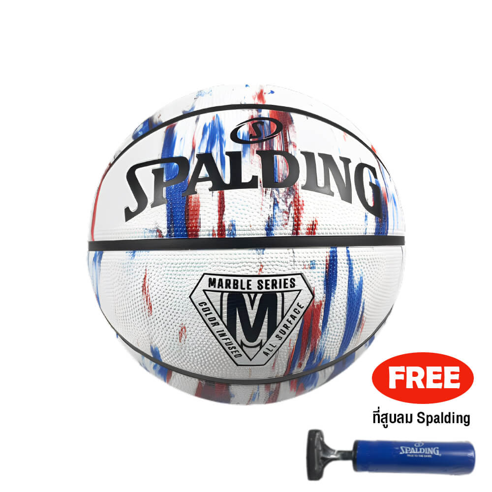 บาสเกตบอล SPALDING MARBLE SERIES (RED WHITE BLUE) ผิวยาง เบอร์7