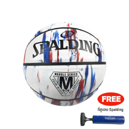 บาสเกตบอล SPALDING MARBLE SERIES (RED WHITE BLUE) ผิวยาง เบอร์7_1