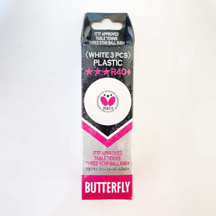 ลูกปิงปอง พลาสติก BUTTERFLY R40+ 3ดาว บรรจุ 3 ลูก สีขาว รุ่นแข่งขัน_1