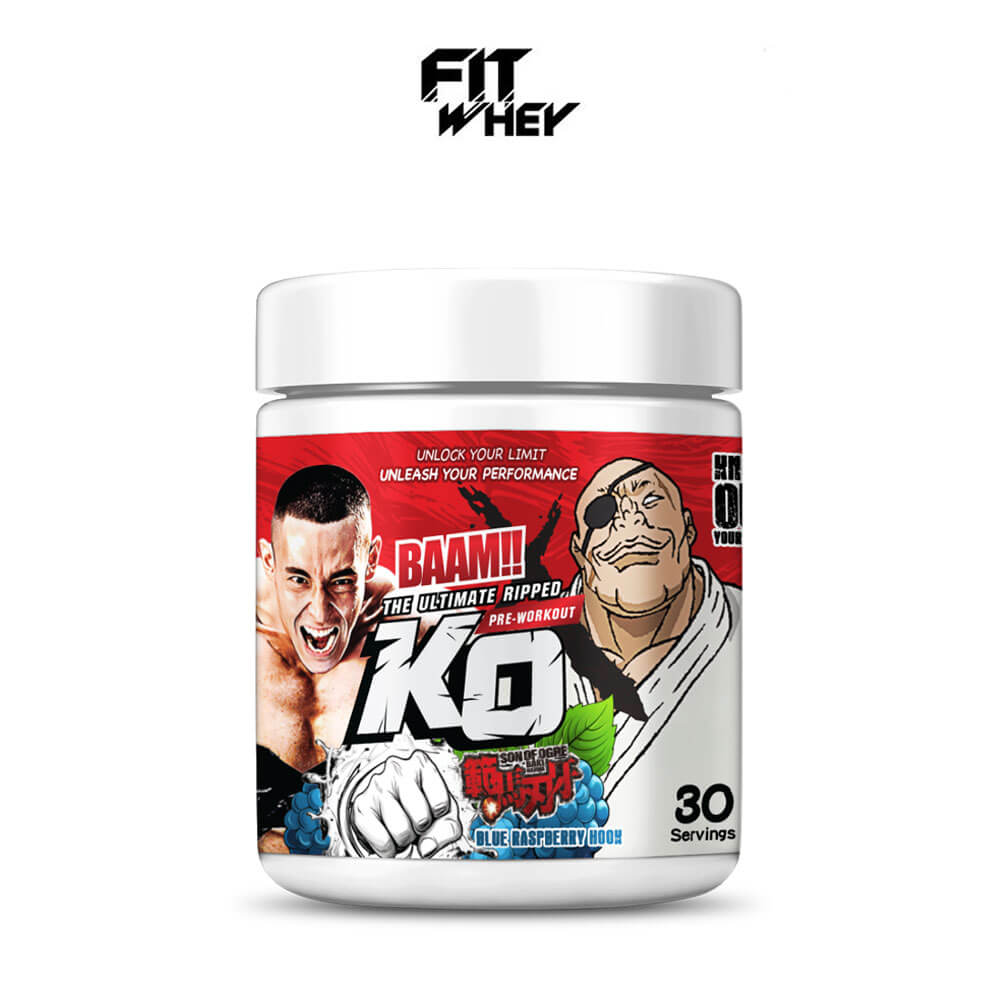 อาหารเสริมก่อนออกกำลังกาย BAAM K.O. PRE-WORKOUT - BLUE RASPBERRY HOOK