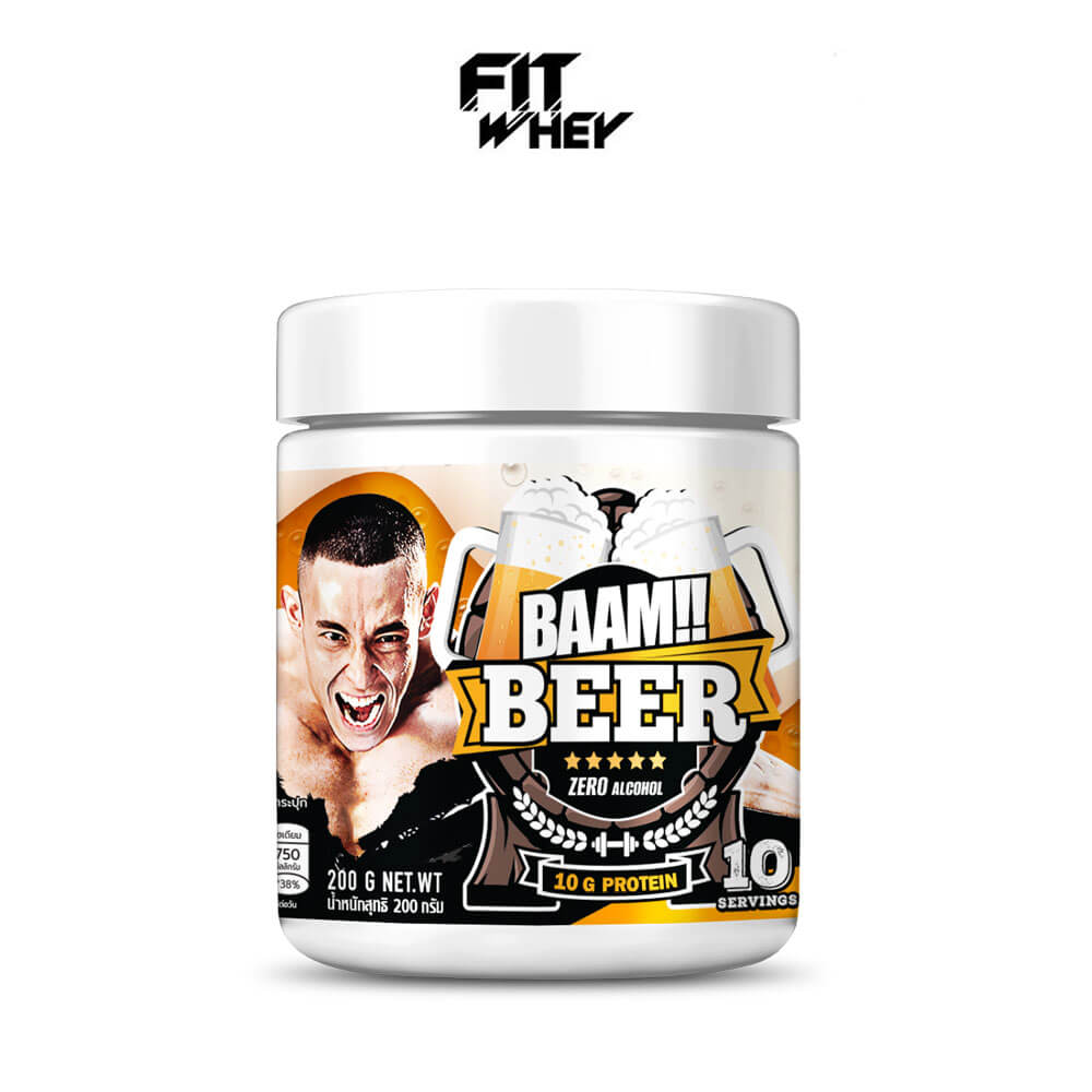 เวย์โปรตีนรสเบียร์ แอลกอฮอล์ 0% BAAM WHEY PROTEIN BEER FLAVOUR 10 SERVINGS ZERO ALCOHOL