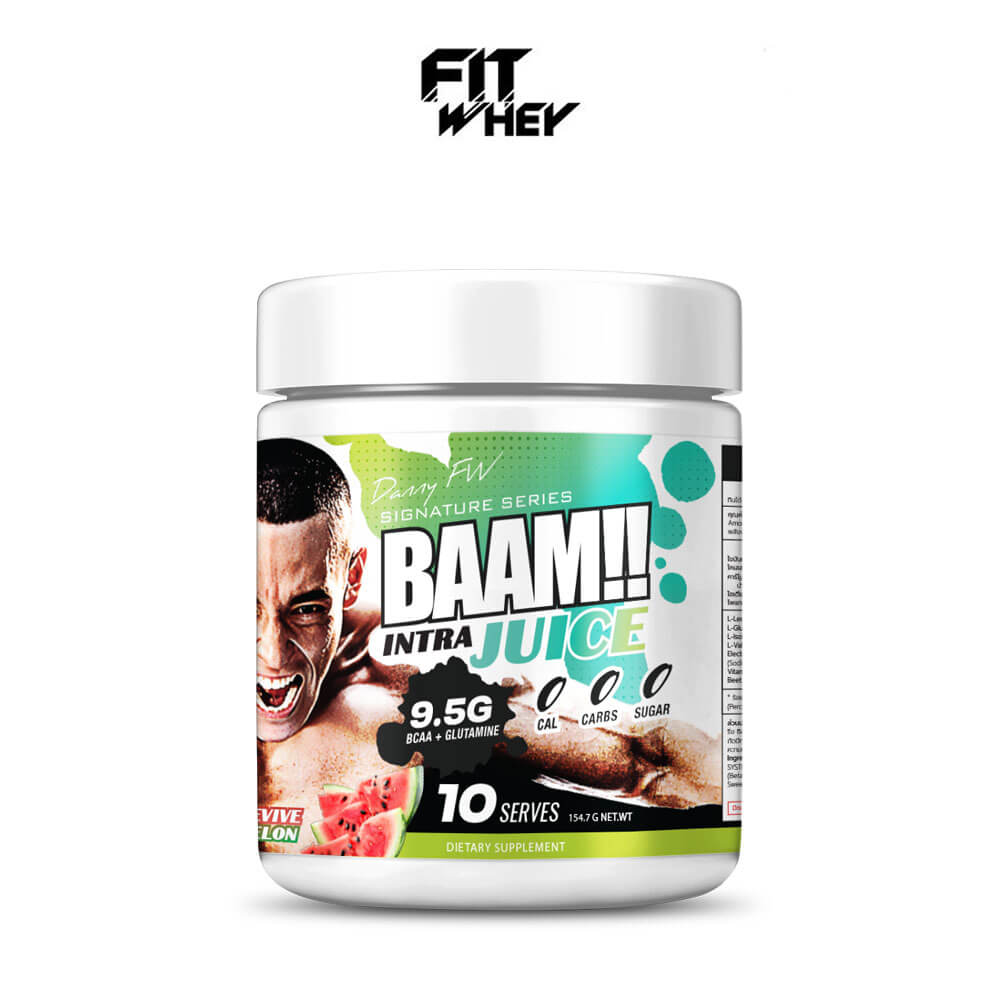 เครื่องดื่มระหว่างออกกำลังกาย BAAM INTRA JUICE - 10 SERVINGS REVIVE WATERMELON | BCAA 7G + GLUTAMINE 2.5G + ELECTROLYTES 1100MG