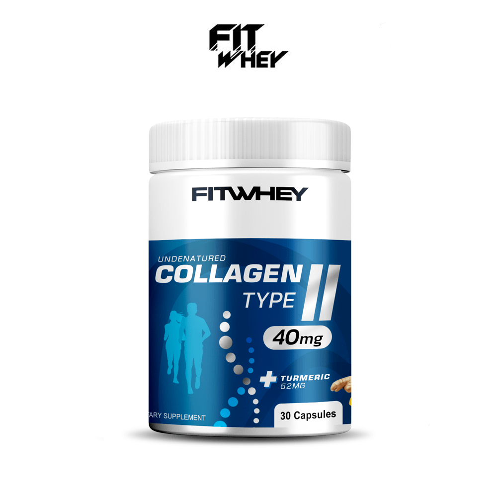 ผลิตภัณฑ์เสริมอาหาร FITWHEY SUPPLEMENTS UNDENATURE COLLAGEN TYPE II 40MG + TURMERIC 52MG