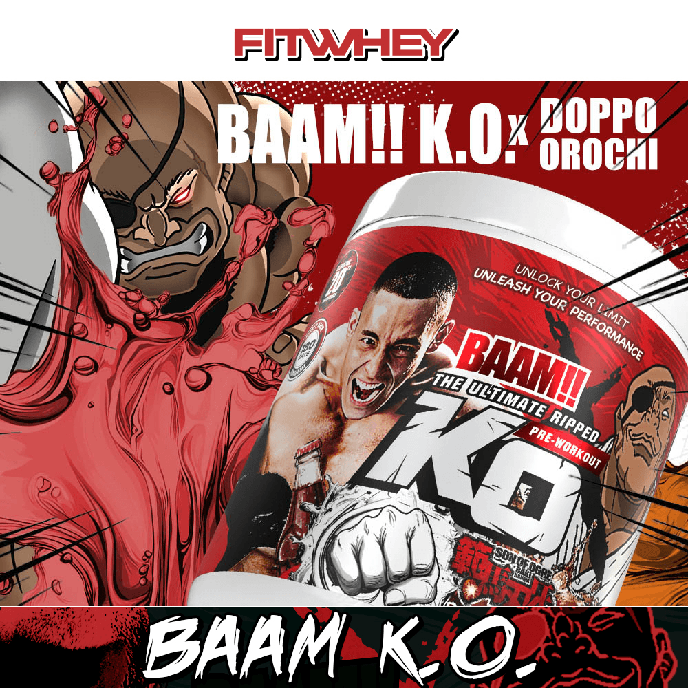 อาหารเสริมก่อนออกกำลังกาย BAAM K.O. PRE-WORKOUT - BLUE RASPBERRY HOOK