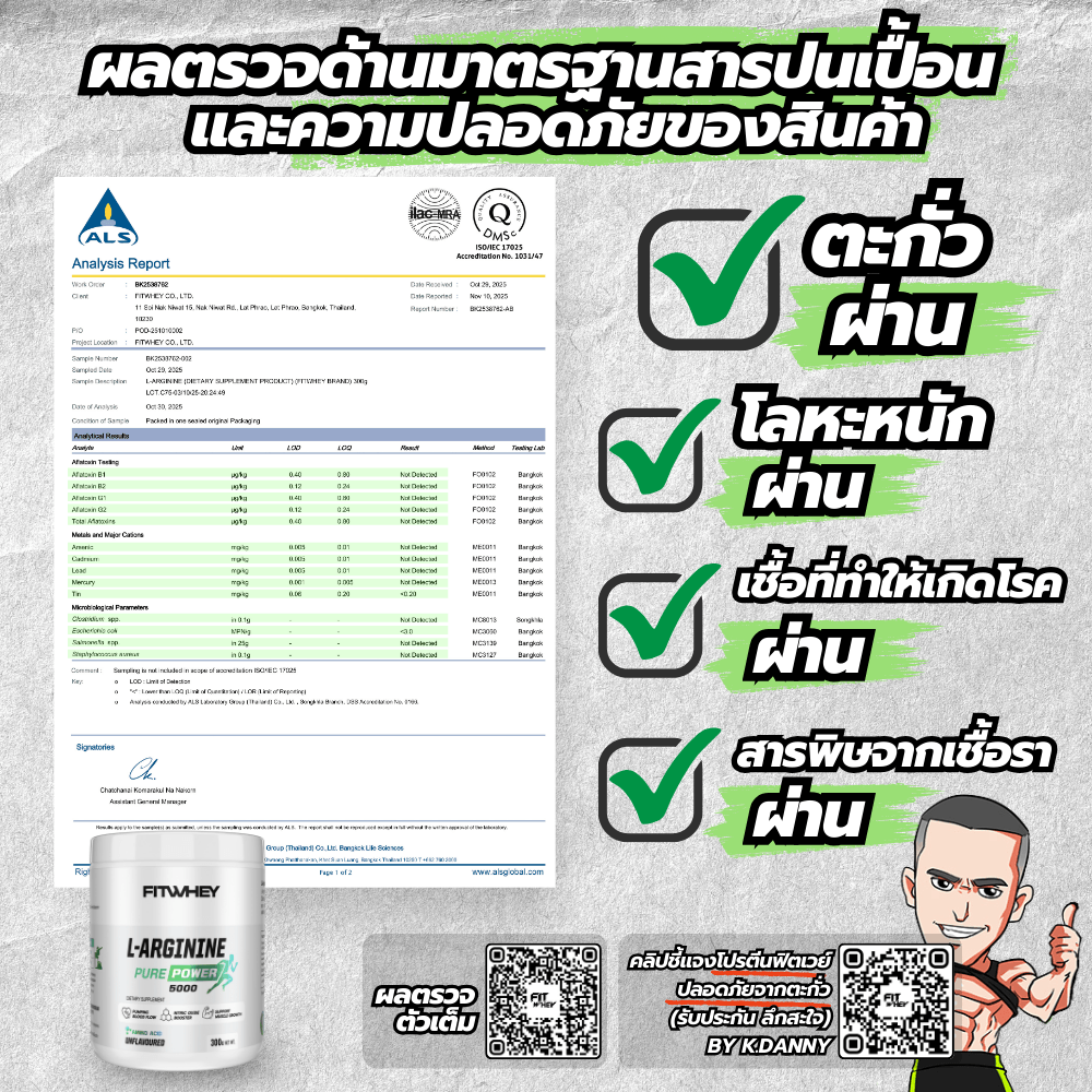 ผลิตภัณฑ์เสริมอาหาร FITWHEY SUPPLEMENTS L-ARGININE PURE POWER 5000 300 G (300 SERVINGS)
