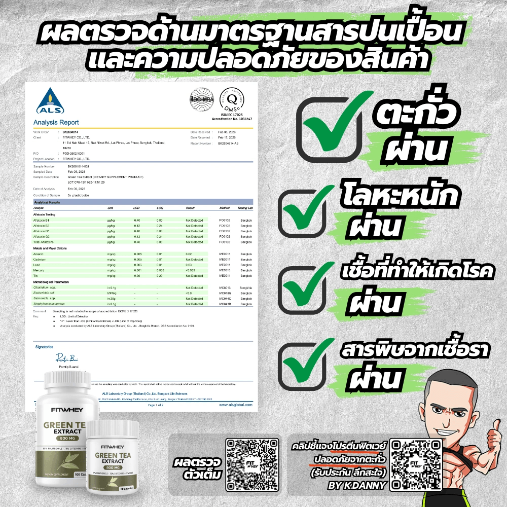ผลิตภัณฑ์เสริมอาหาร FITWHEY SUPPLEMENTS GREEN TEA EXTRACT 800 MG - 100 แคปซูล