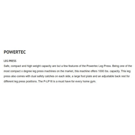 อุปกรณ์ออกกำลังกาย FITWHEY POWERTEC อุปกรณ์ P-LP16 LEG PRESS - BLACK_3