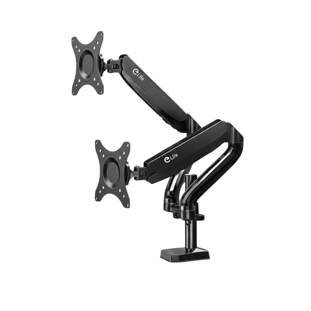 แขนจับจอมอนิเตอร์ 2 แขน ELIFE CS95 หมุนได้360&deg; สีดำ