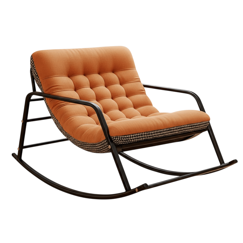 เก้าอี้พักผ่อนโยกได้ ELIFE สีส้มลายตาราง