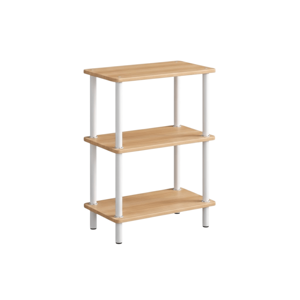 ชั้นวางของ 3 ชั้น ELIFE สีขาว/ลายไม้อ่อน