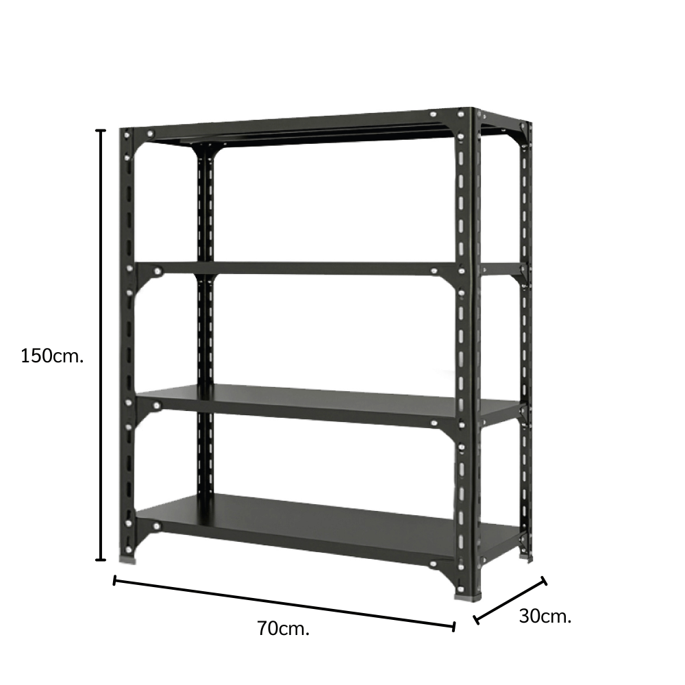ชั้นวางของโล่ง 4 ชั้น ELIFE 150X70X30 สีดำ