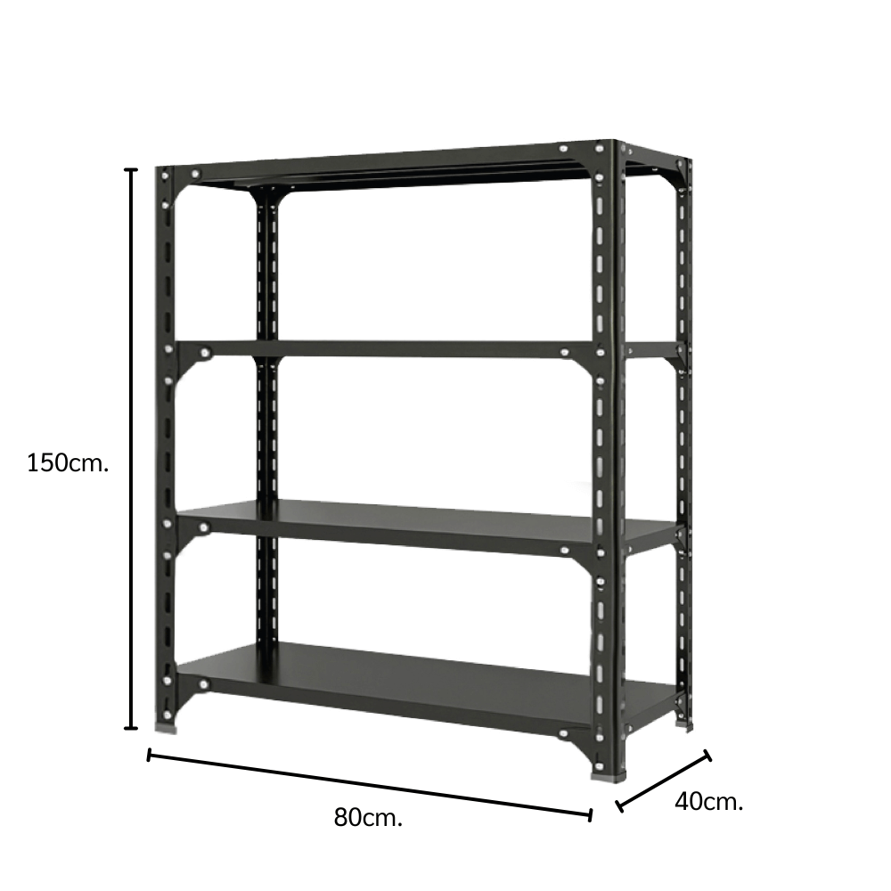 ชั้นวางของโล่ง 4 ชั้น ELIFE 150X80X40 สีดำ