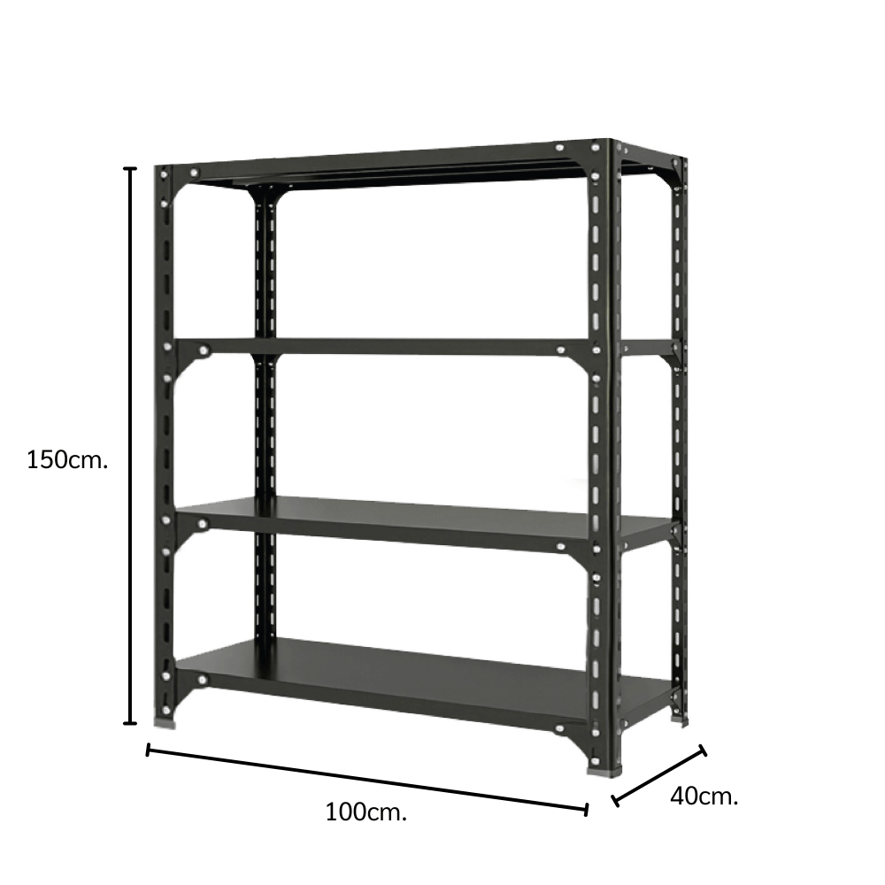 ชั้นวางของโล่ง 4 ชั้น ELIFE 150X100X40 สีดำ