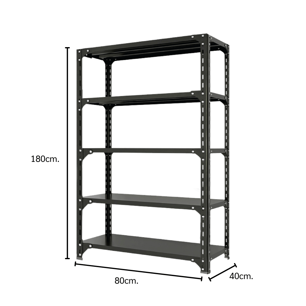 ชั้นวางของโล่ง 5 ชั้น ELIFE 180X80X40 สีดำ