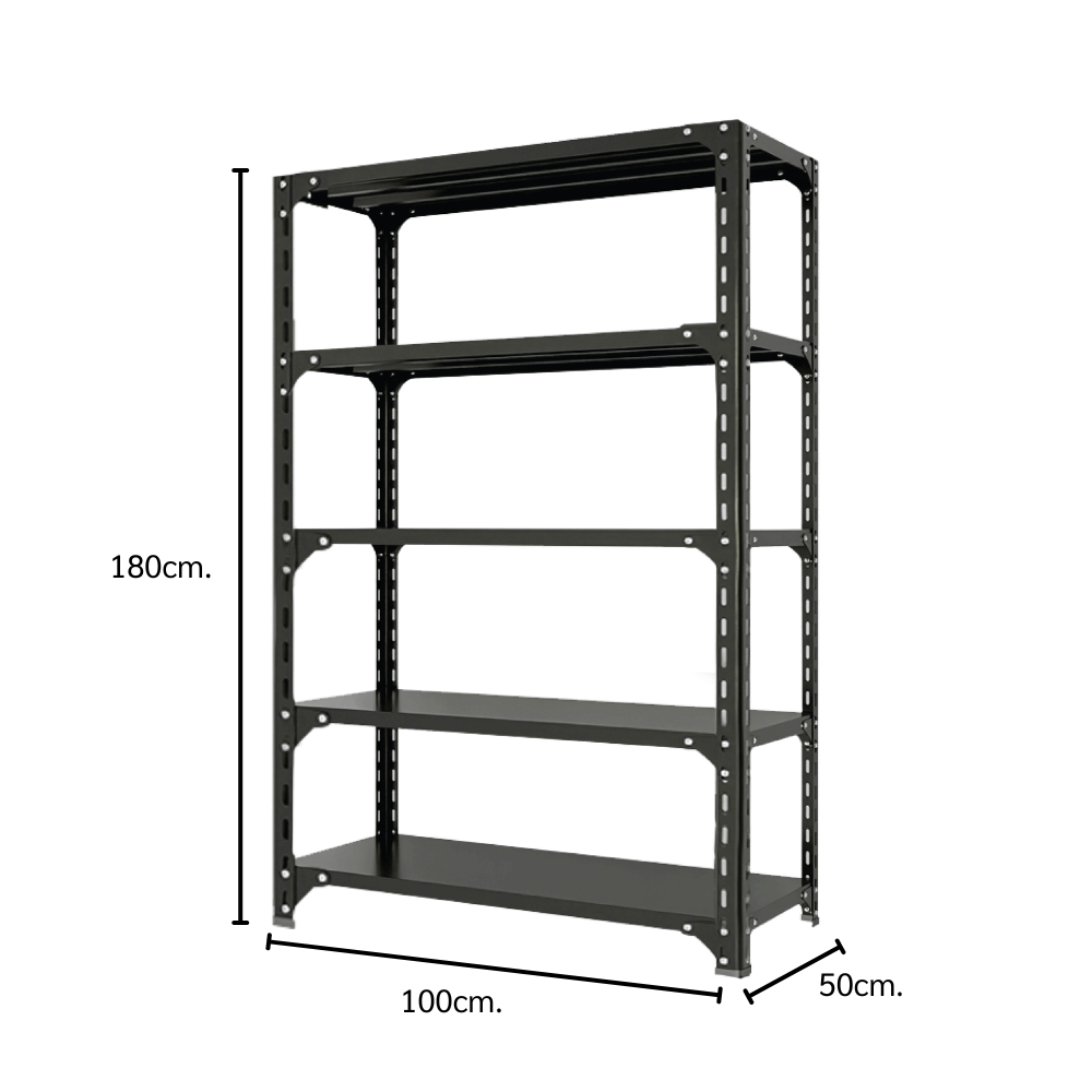 ชั้นวางของโล่ง 5 ชั้น ELIFE 180X100X50 สีดำ