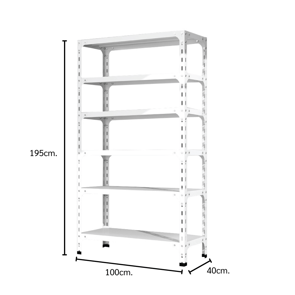 ชั้นวางของโล่ง 6 ชั้น ELIFE 195X100X40 สีขาว