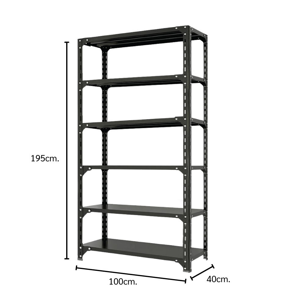 ชั้นวางของโล่ง 6 ชั้น ELIFE 195X100X40 สีดำ