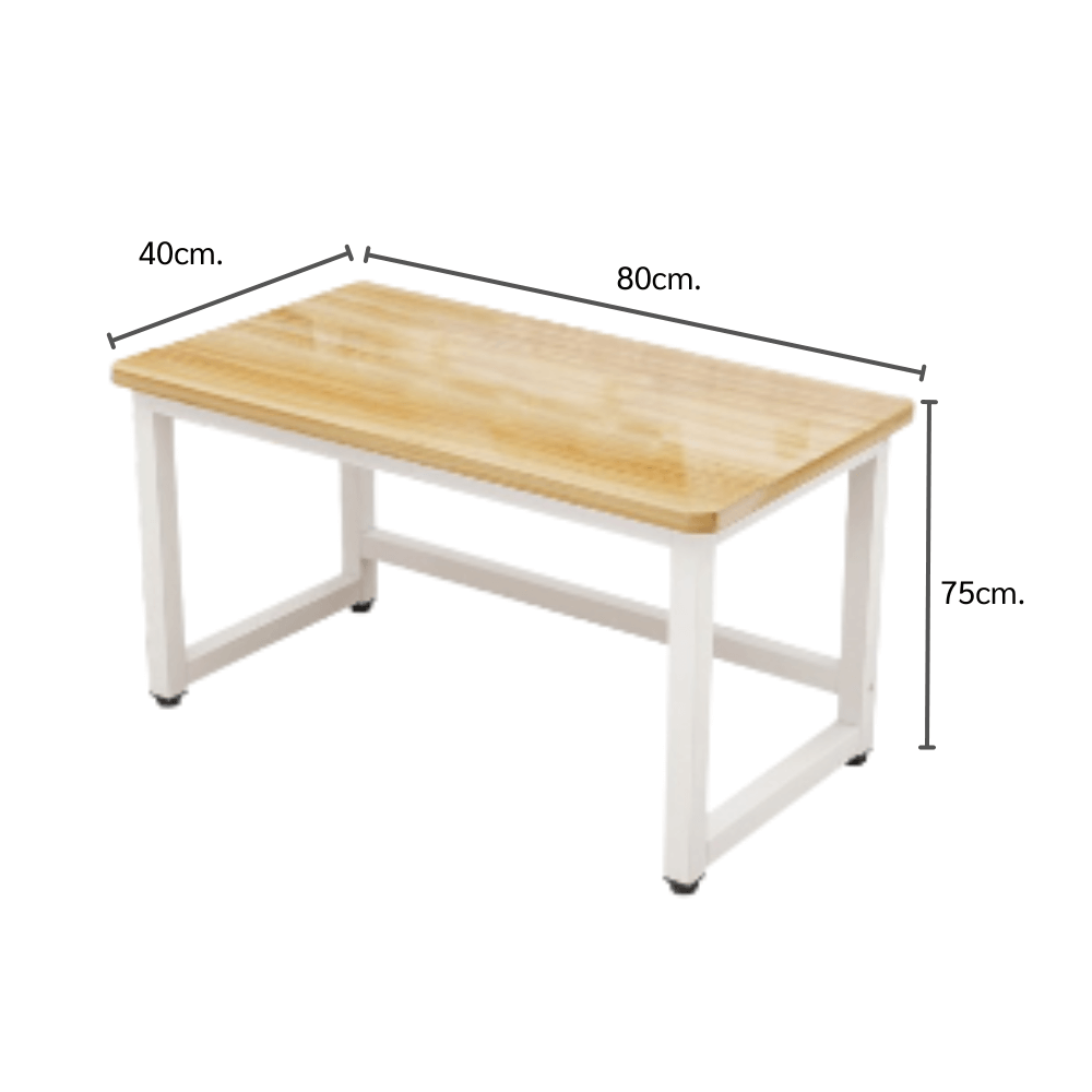 โต๊ะทำงาน ELIFE 80 ซม. สีขาวท็อปลายไม้