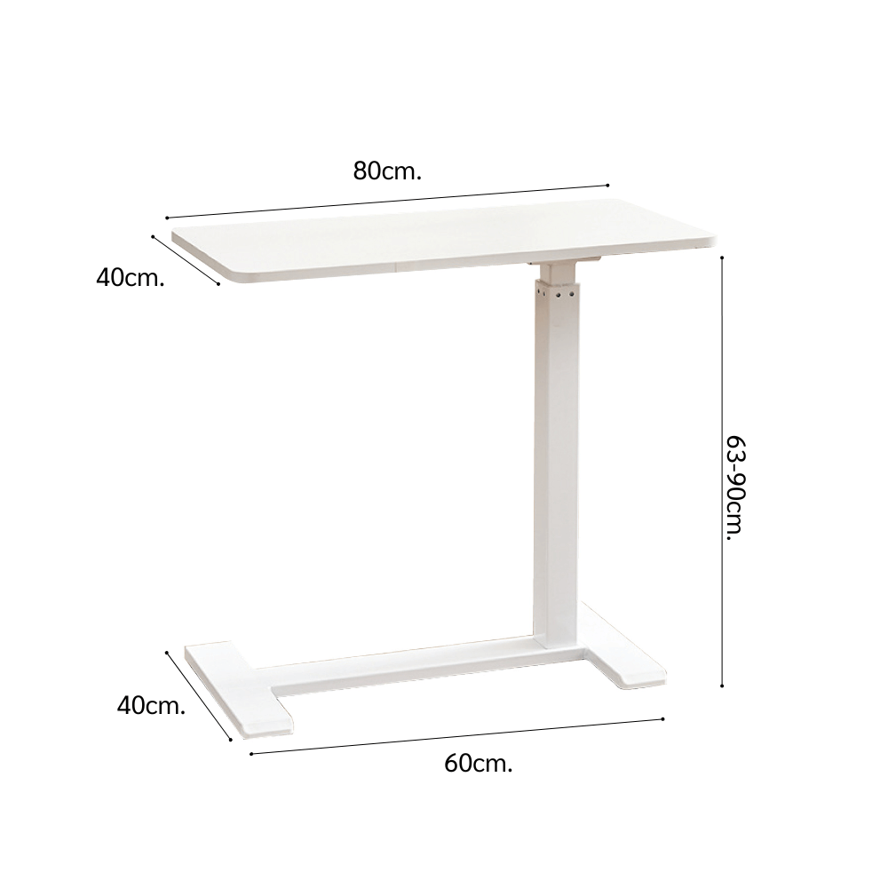โต๊ะปรับระดับ ELIFE 80 ซม. มีล้อหมุนรอบทิศทาง สีขาว_1