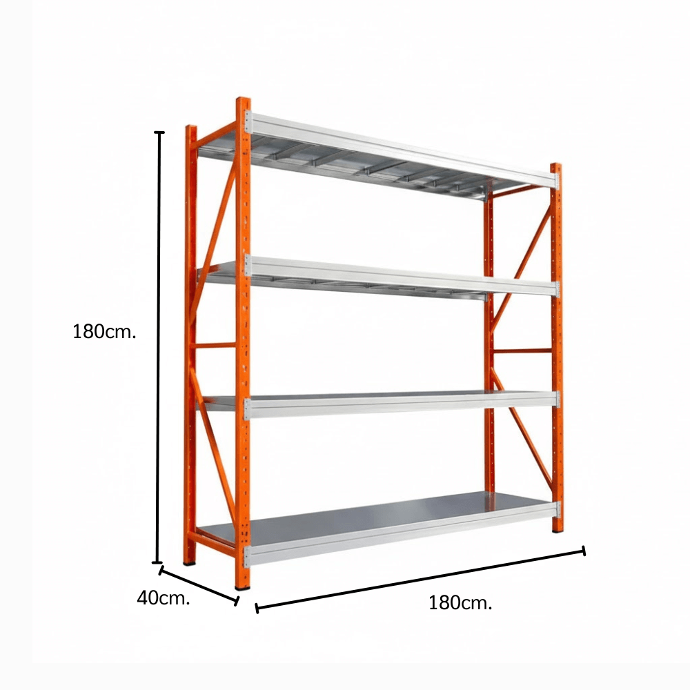 ชั้นวางของโล่ง 4 ชั้น ELIFE 180X180X40 ซม. สีส้ม/เทา