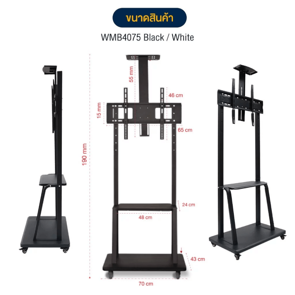 ขาแขวนทีวีตั้งพื้น ELIFE สีดำ รองรับทีวีขนาด 40 - 75 นิ้ว_2