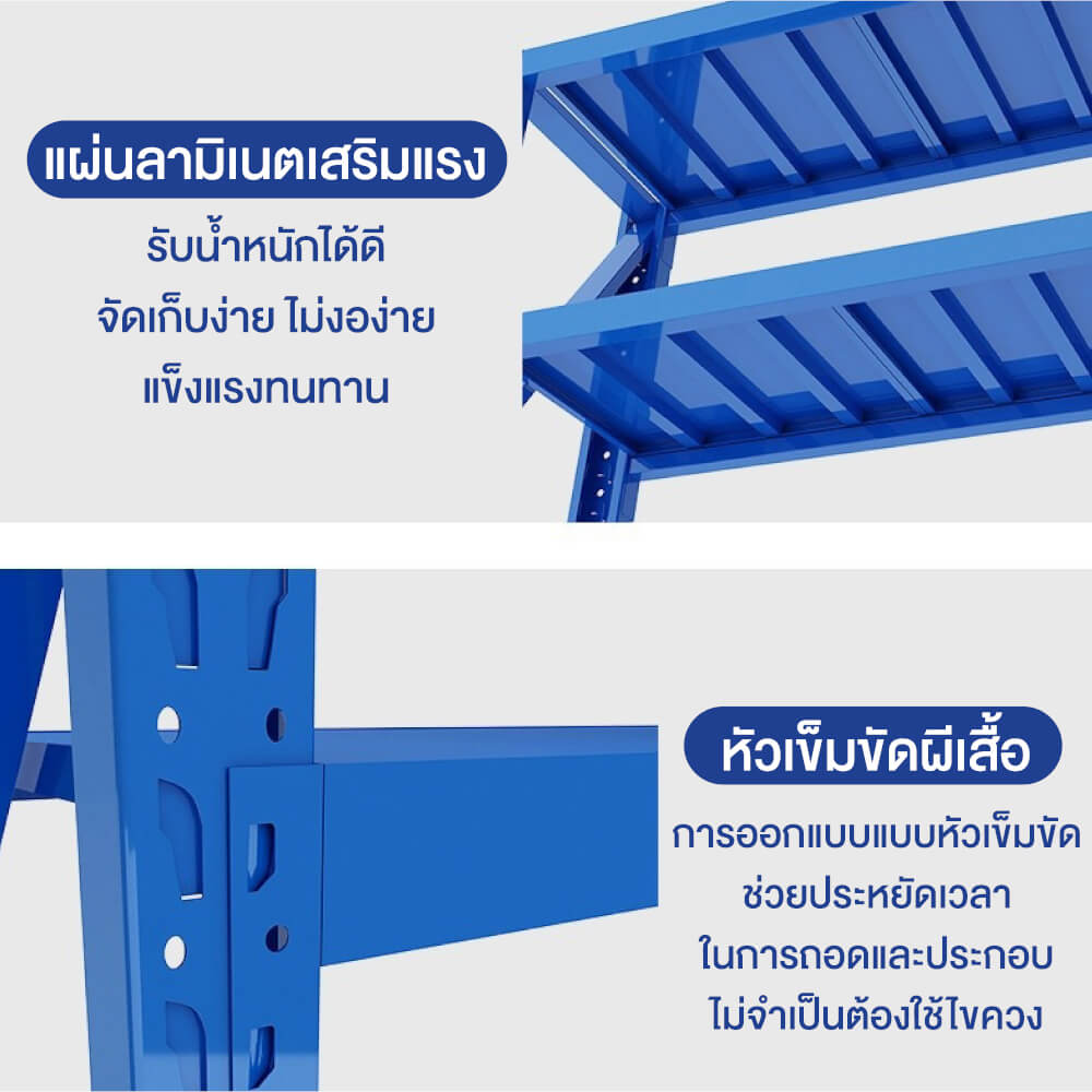 ชั้นวางของโล่ง 4 ชั้น ELIFE 200X200X60 ซม. สีน้ำเงิน หนาพิเศษ