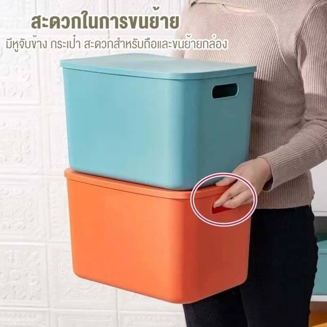 กล่องเก็บของ 4 ใบ (พร้อมฝา) ELIFE ขนาด 36.5X30 ซม. หลากสี