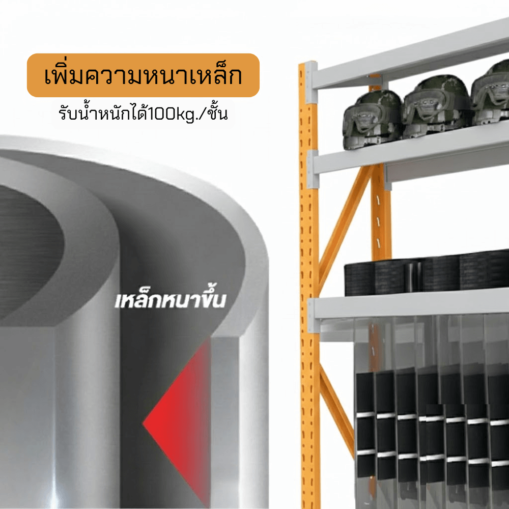 ชั้นวางของโล่ง 4 ชั้น ELIFE 180X180X40 ซม. สีส้ม/เทา