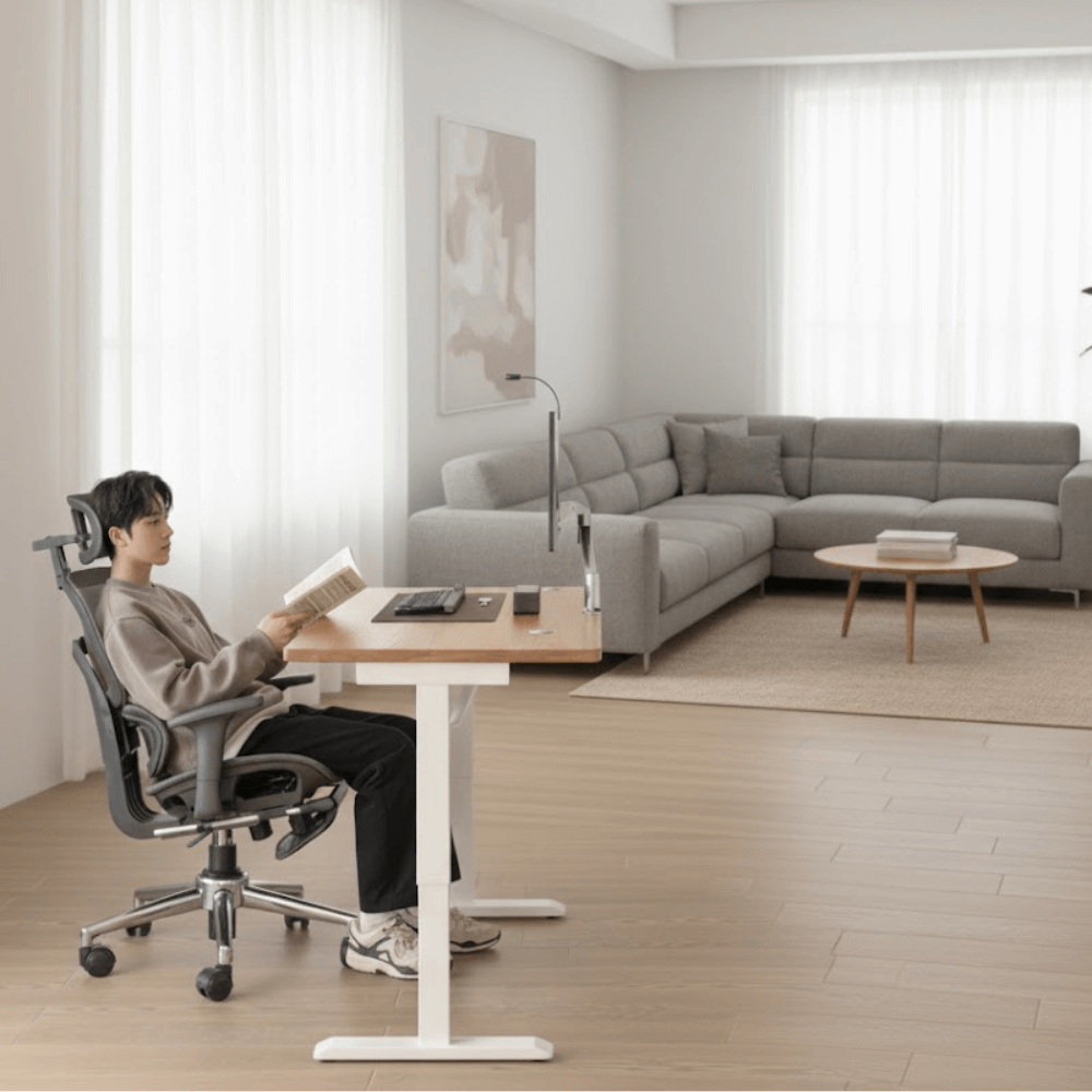 โต๊ะปรับระดับไฟฟ้า ELIFE 120 ซม. สีไม้โอ๊ค/ขาว_7