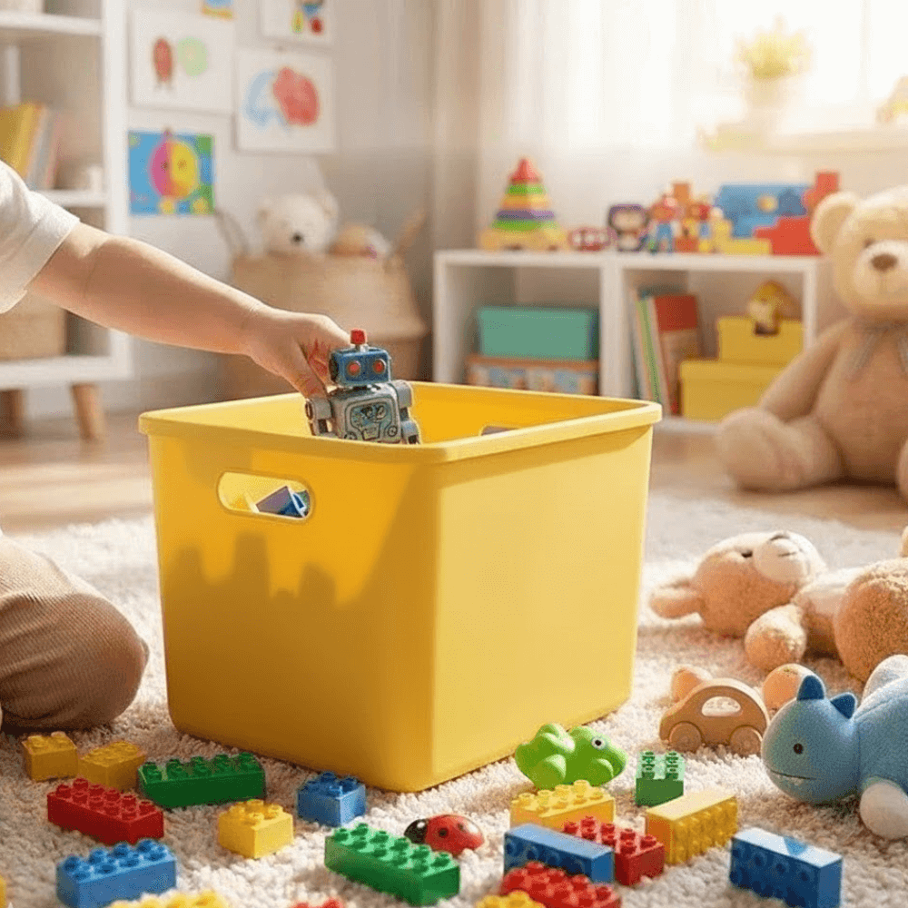 กล่องเก็บของ 4 ใบ (พร้อมฝา) ELIFE ขนาด 36.5X30 ซม. หลากสี