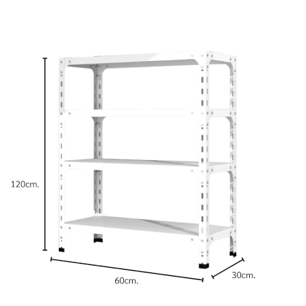ชั้นวางของโล่ง 4 ชั้น ELIFE 120X60X30 สีขาว_1